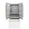 ZLINE 36 In. 19.6 cu. ft. Built-In French Door Refrigerator with Internal Water and Ice Dispenser in White Matte with Gold Accents, RBIVZ-WM-36-G