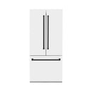 ZLINE 36 In. 19.6 cu. ft. Built-In French Door Refrigerator with Internal Water and Ice Dispenser in White Matte with Black Accents, RBIVZ-WM-36-MB