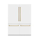 ZLINE 60 In. 32.2 cu. ft. Built-In Refrigerator with Internal Water and Ice Dispenser in White Matte with Champagne Bronze Accents, RBIVZ-WM-60-CB