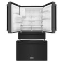 ZLINE 36 inch French Door Refrigerator with Water Dispenser, Ice Maker in Fingerprint Resistant Black Stainless Steel, RFM-W-36-BS