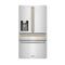 ZLINE 36 In. Autograph Refrigerator with Water and Ice Dispenser in Fingerprint Resistant Stainless Steel with Champagne Bronze Accents, RFMZ-W-36-CB