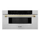 ZLINE Autograph 30 In. 1.2 cu. ft. Built-In Microwave Drawer In Stainless Steel With Gold Accents, MWDZ-30-G