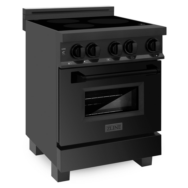 ZLINE 24" 2.8 cu. ft. Induction Range with a 4 Element Stove and Electric Oven in Black Stainless Steel, RAIND-BS-24