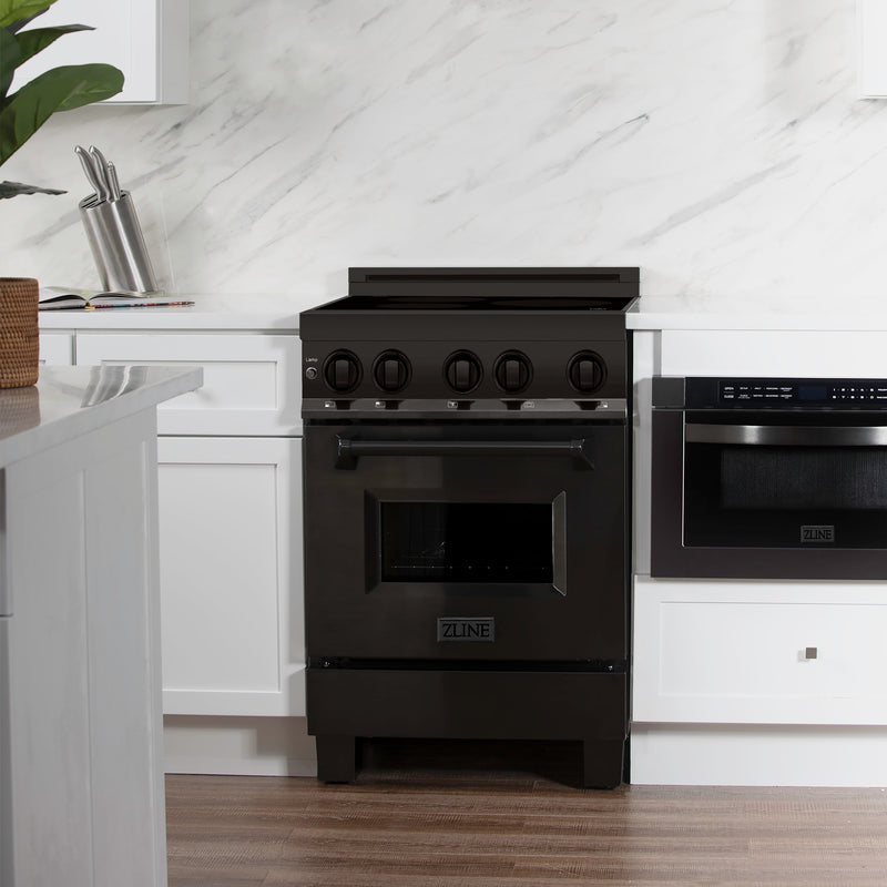 ZLINE 24" 2.8 cu. ft. Induction Range with a 4 Element Stove and Electric Oven in Black Stainless Steel, RAIND-BS-24