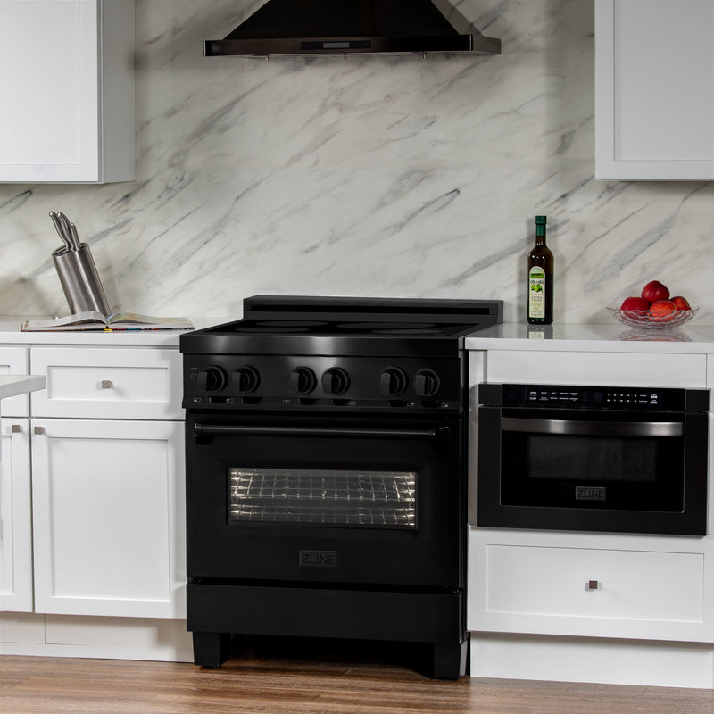 ZLINE 30" 4.0 cu. ft. Induction Range with a 4 Element Stove and Electric Oven in Black Stainless Steel, RAIND-BS-30