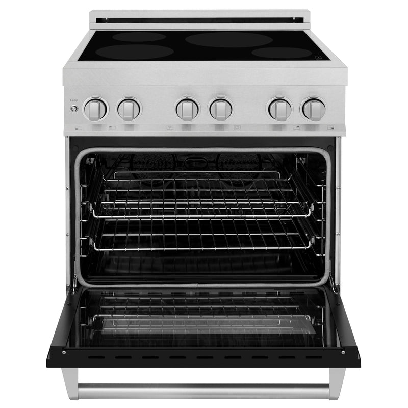 ZLINE 30" 4.0 cu. ft. Induction Range with a 4 Element Stove and Electric Oven in Durasnow and Black Matte, RAINDS-BLM-30