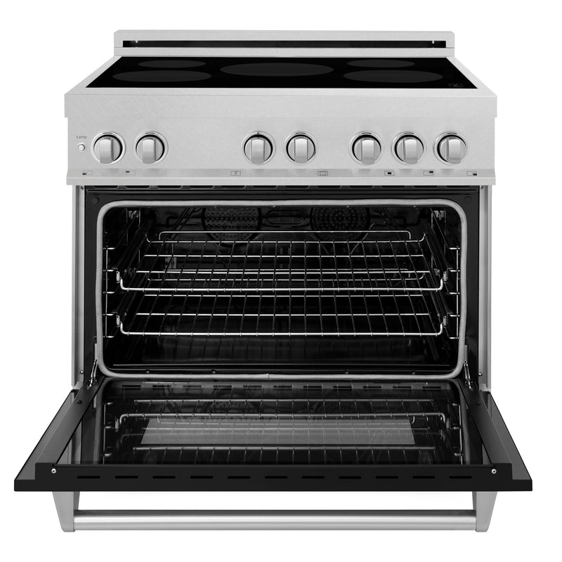 ZLINE 36" 4.6 cu. ft. Induction Range with a 5 Element Stove and Electric Oven in Durasnow and Black Matte, RAINDS-BLM-36