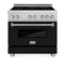 ZLINE 36" 4.6 cu. ft. Induction Range with a 5 Element Stove and Electric Oven in Durasnow and Black Matte, RAINDS-BLM-36