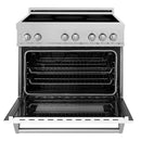 ZLINE 36" 4.6 cu. ft. Induction Range with a 5 Element Stove and Electric Oven in Durasnow and White Matte, RAINDS-WM-36