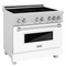 ZLINE 36" 4.6 cu. ft. Induction Range with a 5 Element Stove and Electric Oven in Durasnow and White Matte, RAINDS-WM-36