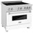 ZLINE 36" 4.6 cu. ft. Induction Range with a 5 Element Stove and Electric Oven in Durasnow and White Matte, RAINDS-WM-36