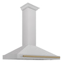 ZLINE 48 Inch Autograph Edition DuraSnow® Stainless Steel Range Hood with Champagne Bronze Handle, KB4SNZ-48-CB