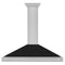 ZLINE 48 Inch DuraSnow® Stainless Steel Range Hood with Black Matte Shell and Stainless Steel Handle, KB4SNX-BLM-48