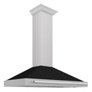 ZLINE 48 Inch DuraSnow® Stainless Steel Range Hood with Black Matte Shell and Stainless Steel Handle, KB4SNX-BLM-48