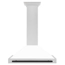 ZLINE 36" Autograph Edition Range Hood in DuraSnow® Stainless Steel with White Matte Shell and Black Handle, KB4SNZ-WM36-MB