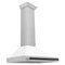 ZLINE 36" Autograph Edition Range Hood in DuraSnow® Stainless Steel with White Matte Shell and Black Handle, KB4SNZ-WM36-MB