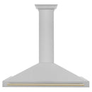 ZLINE 48 Inch Autograph Edition DuraSnow® Stainless Steel Range Hood with Gold Handle, KB4SNZ-48-G