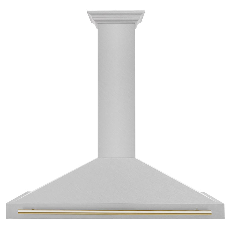 ZLINE 48 Inch Autograph Edition DuraSnow® Stainless Steel Range Hood with Gold Handle, KB4SNZ-48-G