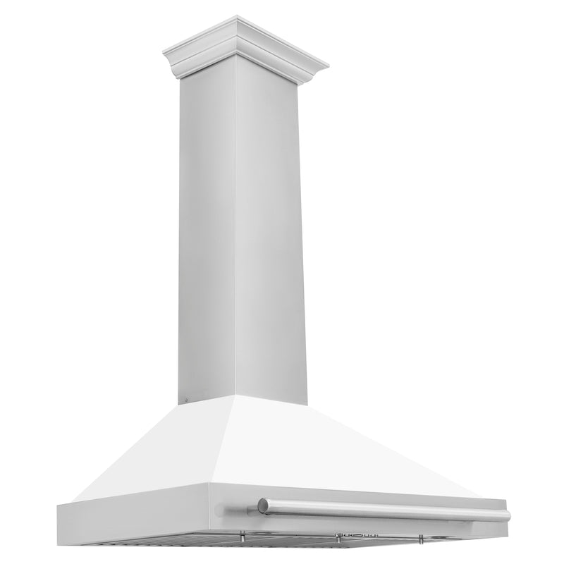 ZLINE 36 Inch Stainless Steel Range Hood with White Matte Shell and Stainless Steel Handle, KB4STX-WM-36