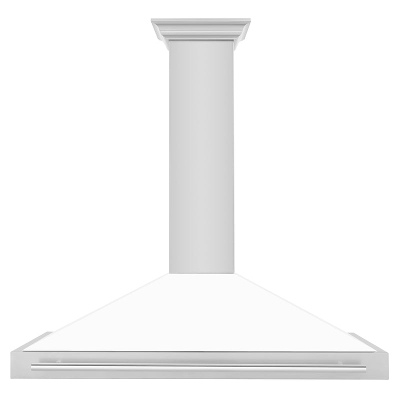 ZLINE 48 Inch Stainless Steel Range Hood with White Matte Shell and Stainless Steel Handle, KB4STX-WM-48