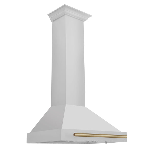 ZLINE 30 Inch Autograph Edition Stainless Steel Range Hood with Champagne Bronze Handle, KB4STZ-30-CB