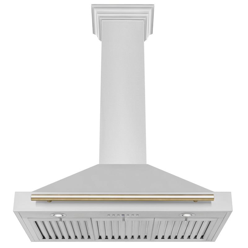 ZLINE 36 Inch Autograph Edition Stainless Steel Range Hood with Gold Handle, KB4STZ-36-G