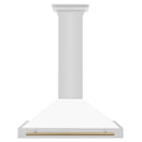 ZLINE 36 Inch Autograph Edition Stainless Steel Range Hood with White Matte Shell and Champagne Bronze Handle, KB4STZ-WM36-CB