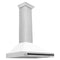 ZLINE 36" Autograph Edition Range Hood in Stainless Steel with White Matte Shell and Black Handle, KB4STZ-WM36-MB