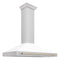 ZLINE 48 Inch Autograph Edition Stainless Steel Range Hood with White Matte Shell and Gold Handle, KB4STZ-WM48-G