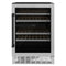 ZLINE 24" Autograph Dual Zone 44-Bottle Wine Cooler in Stainless Steel with Matte Black Accents, RWVZ-UD-24-MB