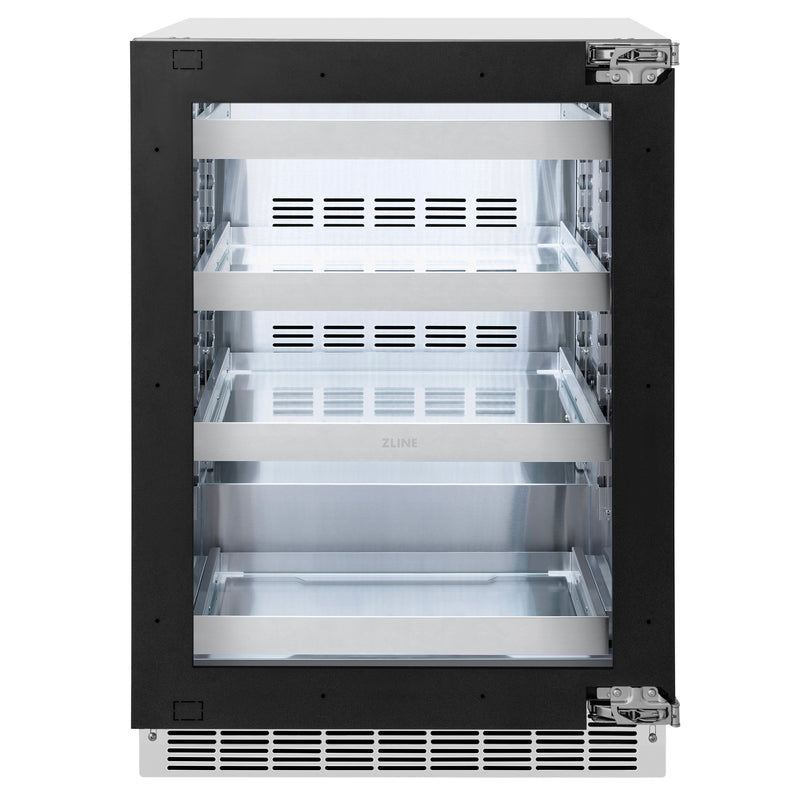 ZLINE Autograph 24" Touchstone 151 Can Beverage Fridge with Panel Ready Glass Door and Champagne Bronze Handle,  RBSPOZ-24-CB