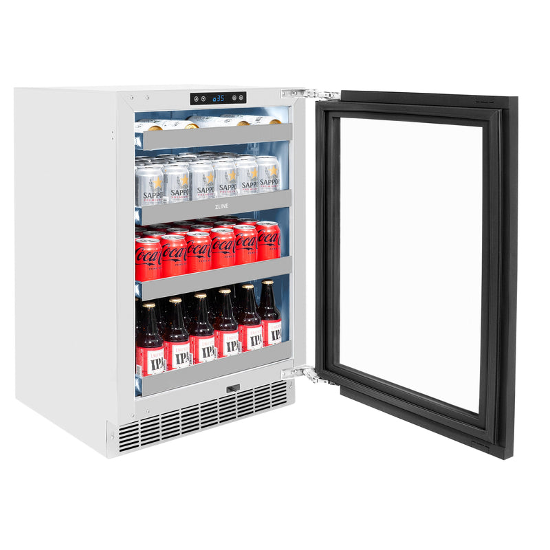 ZLINE Autograph 24" Touchstone 151 Can Beverage Fridge with Panel Ready Glass Door and Champagne Bronze Handle,  RBSPOZ-24-CB