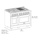 ZLINE Autograph 48" 6.7 cu. ft. Select Double Oven Dual Fuel Range with 8 Burners in DuraSnow® Stainless Steel with White Matte Doors and Matte Black Accents, HDRSZ-WM-48-MB
