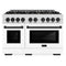 ZLINE Autograph 48" 6.7 cu. ft. Select Double Oven Dual Fuel Range with 8 Burners in DuraSnow® Stainless Steel with White Matte Doors and Matte Black Accents, HDRSZ-WM-48-MB