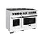 ZLINE Autograph 48" 6.7 cu. ft. Select Double Oven Dual Fuel Range with 8 Burners in DuraSnow® Stainless Steel with White Matte Doors and Matte Black Accents, HDRSZ-WM-48-MB