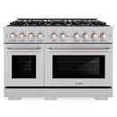 ZLINE 48" 6.7 cu. ft. Select Double Oven Gas Range in DuraSnow® Stainless Steel with 8 Brass Burners, HGRS-BR-48