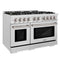 ZLINE 48" 6.7 cu. ft. Select Double Oven Gas Range in DuraSnow® Stainless Steel with 8 Brass Burners, HGRS-BR-48
