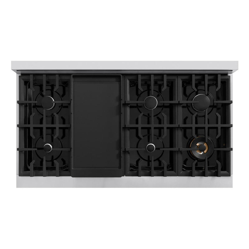 ZLINE 48" 6.7 cu. ft. Select Double Oven Dual Fuel Range with 8 Burners in Stainless Steel with White Matte Doors, HDR-WM-48