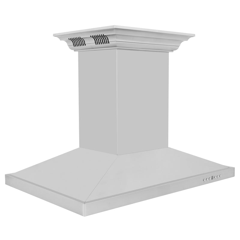 ZLINE 42" CrownSound Island Mount Range Hood in Stainless Steel with Built-in Speakers, GL2iCRN-BT-42