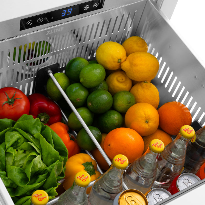ZLINE 24" Touchstone 168 Can Outdoor-Rated Refrigerator Drawer with Stainless Steel Doors, RDSO-ST-24