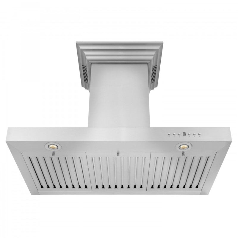 ZLINE 42 in. Stainless Steel Wall Range Hood with Built-in CrownSound® Bluetooth Speakers, KECRN-BT-42