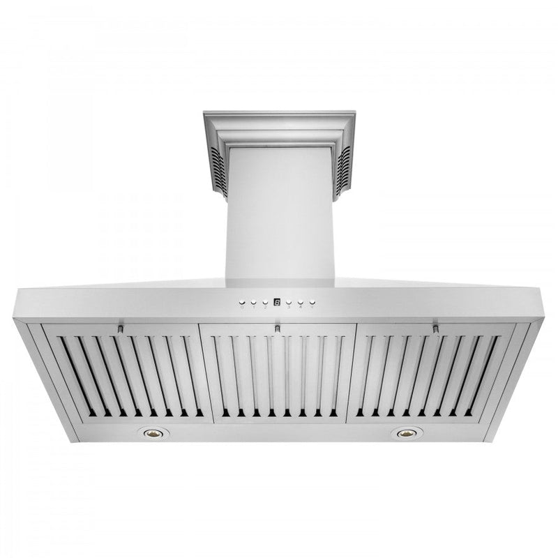 ZLINE 42 in. Stainless Steel Wall Range Hood with Built-in CrownSound® Bluetooth Speakers, KL3CRN-BT-42