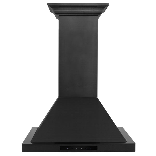 ZLINE 30 in. Convertible Vent Wall Mount Range Hood in Black Stainless Steel with Crown Molding, BSKBNCRN-30