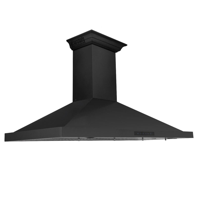 ZLINE 36 in. Black Stainless Steel Indoor Wall Range Hood with BlueTooth Crown Molding, BSKBNCRN-BT-36