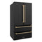 ZLINE 36" Autograph 22.5 cu. ft. Refrigerator with Ice Maker, Black Stainless, Bronze Accents, RFMZ-36-BS-CB