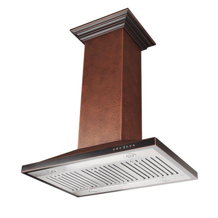 ZLINE 30 in. Hand Hammered Copper Island Range Hood, 8GL2Hi-30