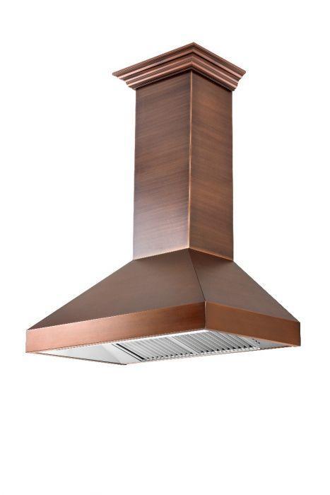 ZLINE 36 in. Copper Wall Range Hood with Crown Molding, 8667C-36