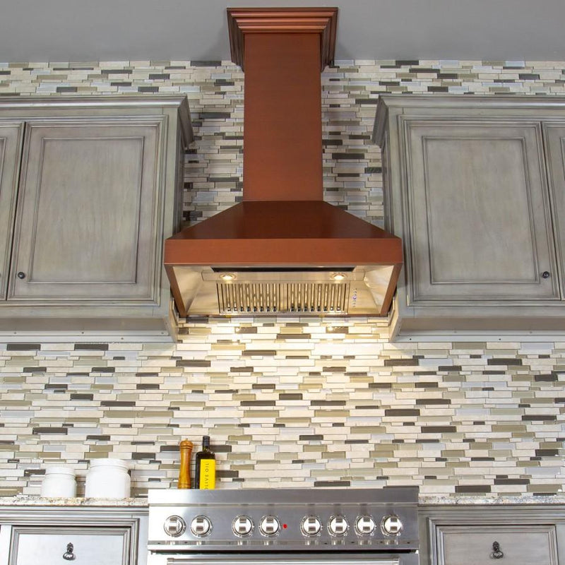 ZLINE 30 in. Copper Wall Range Hood with Crown Molding, 8667C-30