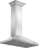 ZLINE 42 in. Convertible Vent Wall Mount Range Hood in Stainless Steel with Crown Molding, KL2CRN-42