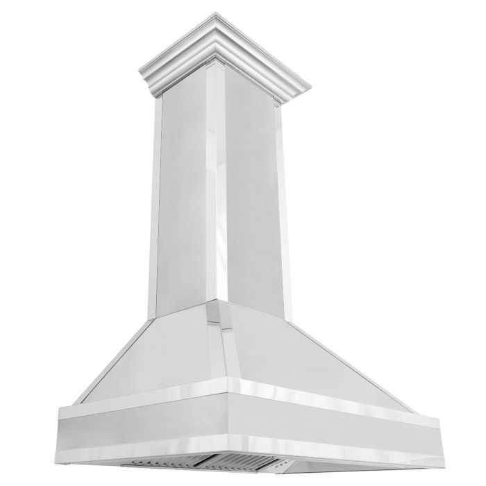 ZLINE 30 in. Designer Series Ducted Wall Mount Range Hood in DuraSnow® Stainless Steel with Mirror Accents, 655MR-30